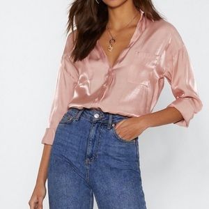 Nasty Gal metallic button down shirt💓